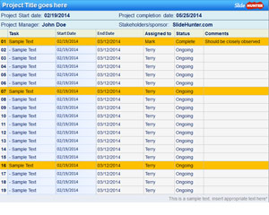 Project Management Worksheet Template for PowerPoint