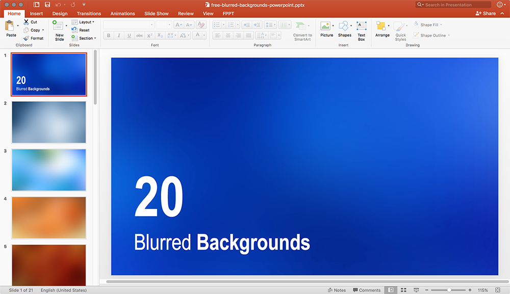 Example of Blurred background in PowerPoint