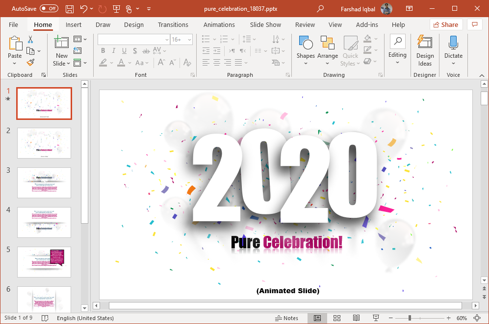 2020 celebration powerpoint template