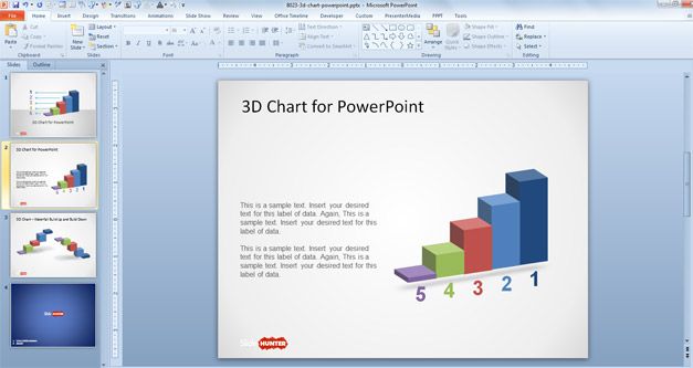 3D Concept Bar Chart Design for PowerPoint