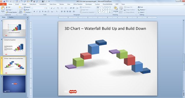 waterfall chart PowerPoint 3D