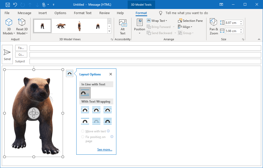 3d model in outlook