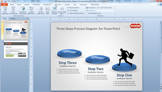 Free Three Steps Process for PowerPoint