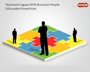 Teamwork PowerPoint Diagram with Jigsaw Illustration