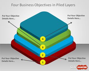 Four Piled Layers Template for PowerPoint