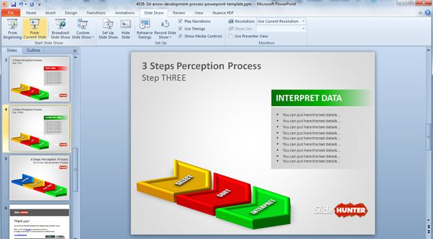 3D Three Steps PowerPoint template