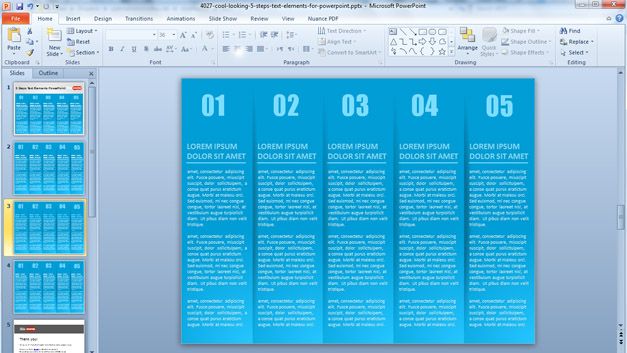 Cool Five Steps Powerpoint Template with Textbox