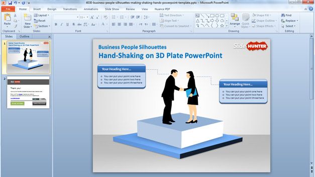 Handshake PowerPoint Template with 3D Stage