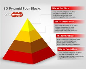 3d Pyramid Four Blocks PowerPoint Template