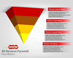 3D Reverse Pyramid Four Blocks for PowerPoint Template