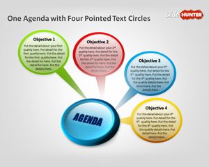 Business Agenda with Pointed Text Circles PowerPoint Template