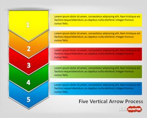 Five Vertical Arrows Process PowerPoint Template