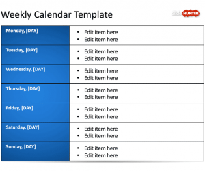 Weekly Blank Calendar Template for PowerPoint