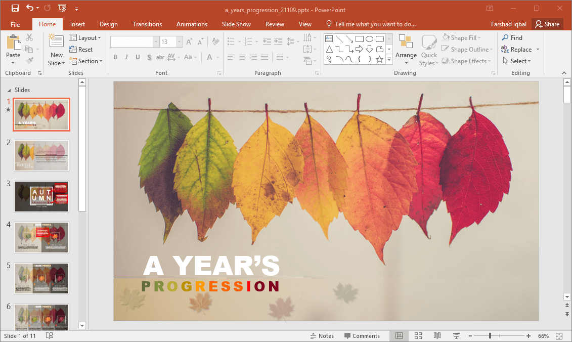 A years progression powerpoint template