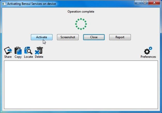 Activating Benzul Services on device