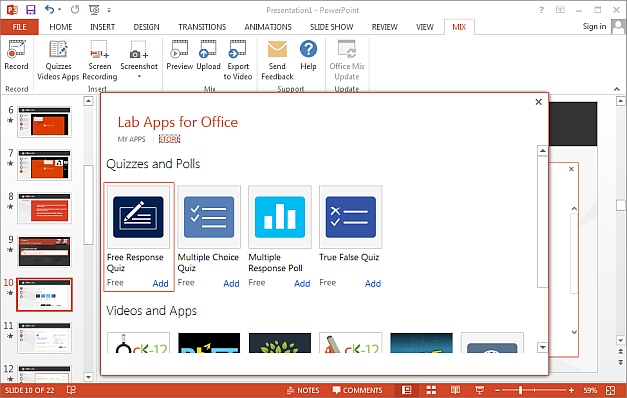 Add quizzes to PowerPoint