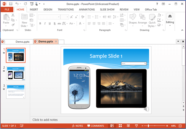 Add tabs to MS PowerPoint