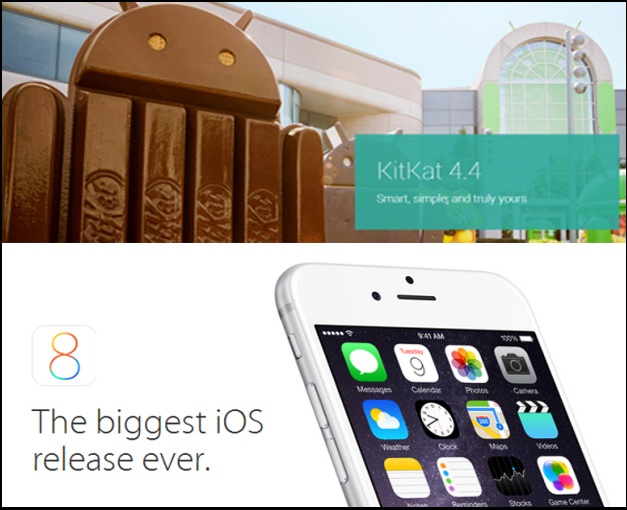 Android Kitkat vs iOS 8