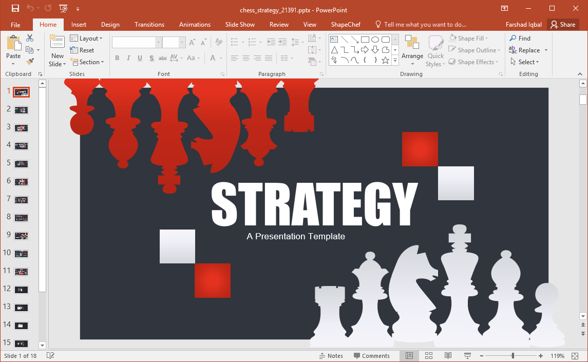 Animated Chess Strategy PowerPoint Template