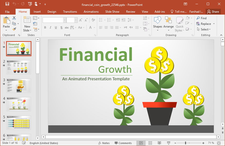 Animated Financial Coin Growth PowerPoint Template