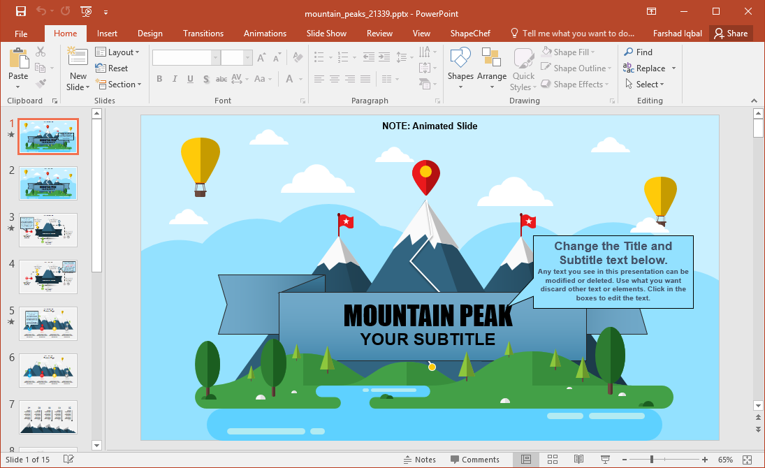 Animated Mountain Peaks PowerPoint Template