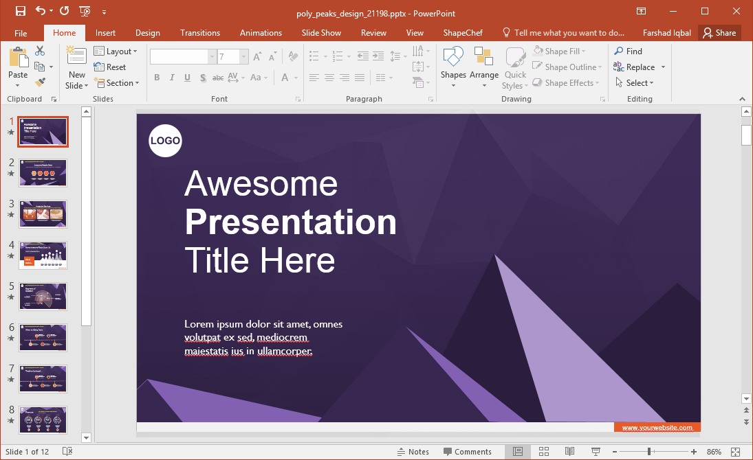 Animated Poly Peaks Template for PowerPoint