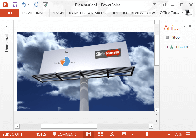 Animated PowerPoint chart inside a billboard image