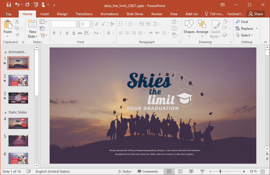 Animated Sky is The Limit PowerPoint Template