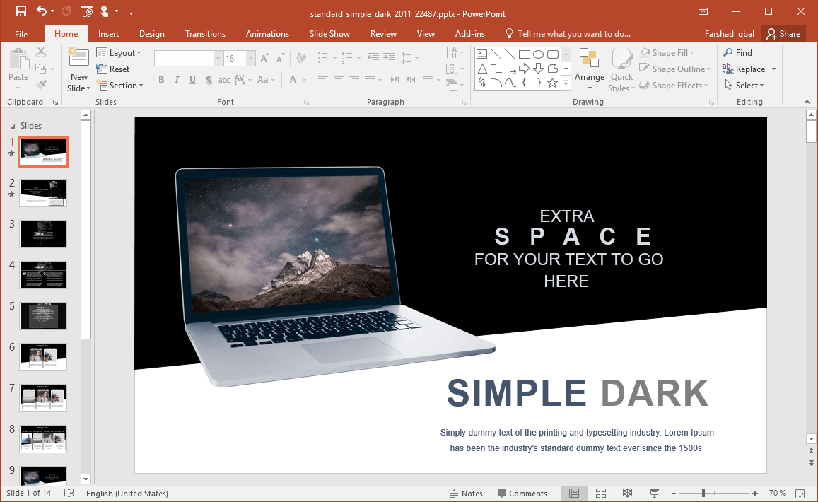 Animated Space PowerPoint Template with Dark Theme