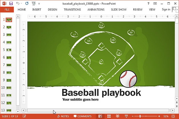 Animated baseball template for PowerPoint