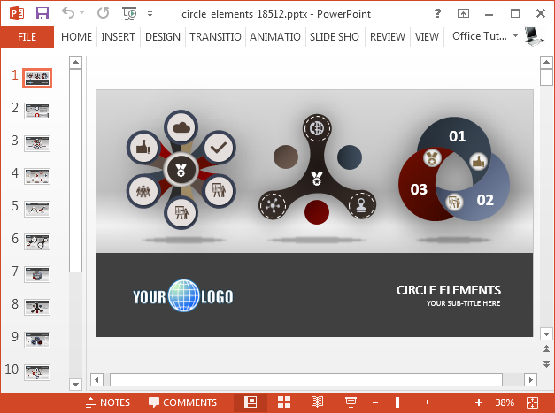 Animated circle diagram infographic template for PowerPoint