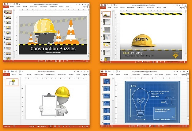 Animated construction templates for PowerPoint