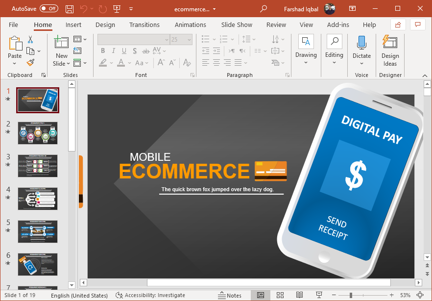 Animated ecommerce template for PowerPoint