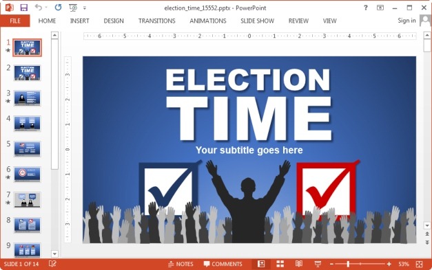 Animated election time PowerPoint template