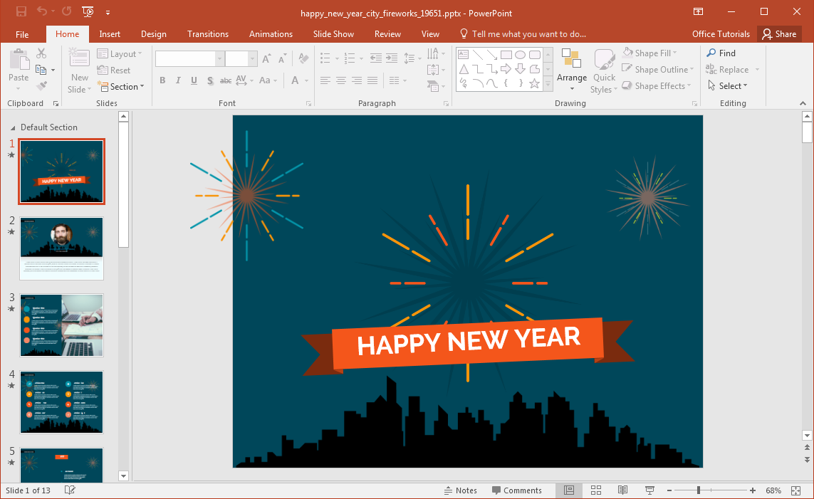 New Years Fireworks PowerPoint Template