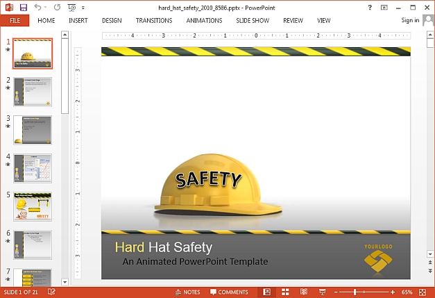 Animated hard hat PowerPoint template