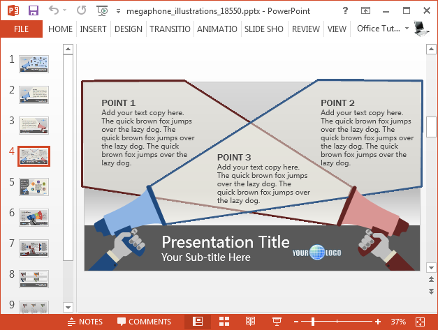 Animated loudspeaker slides