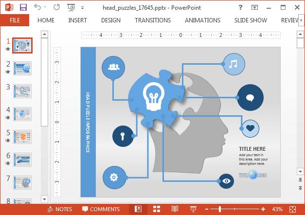 Animated mind maps with head puzzles