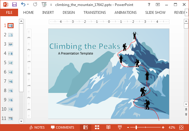 Animated mountaineer PowerPoint template