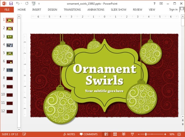 Animated ornament swirls template for PowerPoint