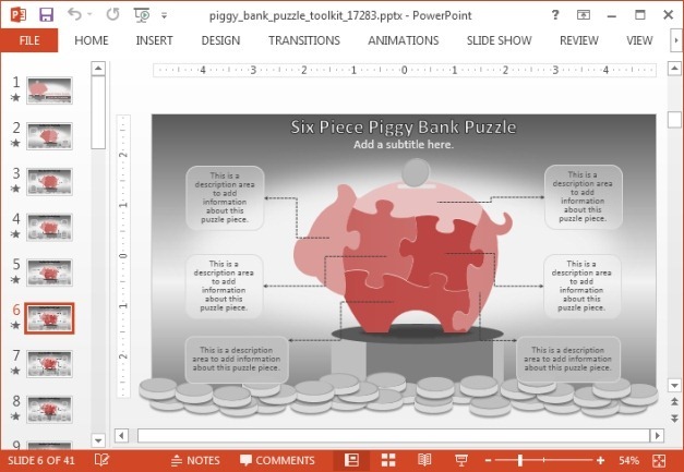 Animated piggy bank slide