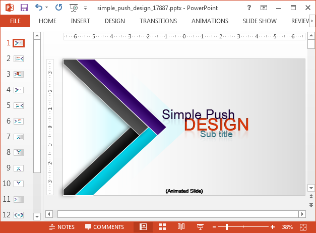 Animated push design PowerPoint template