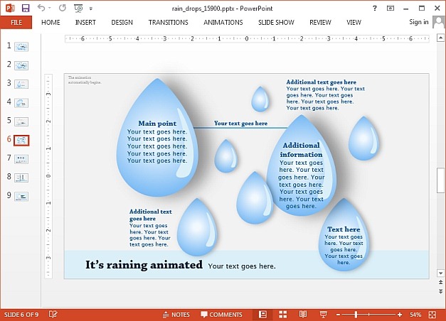 Animated rain drops slide