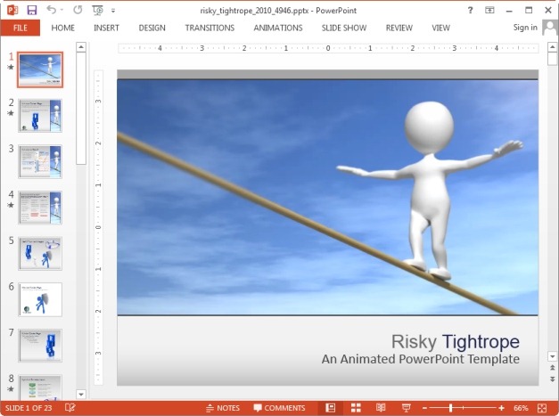 Animated risky tightrope template for PowerPoint