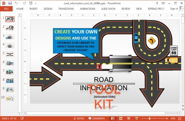 Animated road PowerPoint template