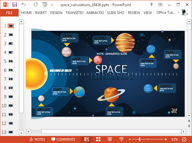 Animated solar system PowerPoint template