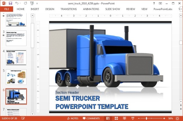 Animated truck PowerPoint template