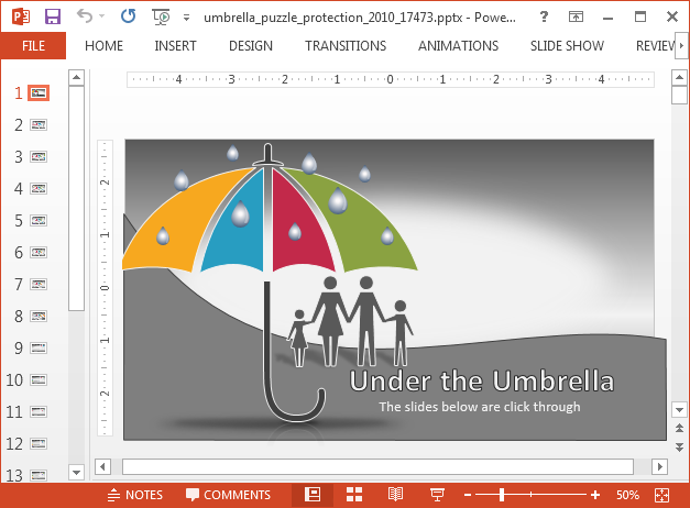 Animated umbrella PowerPoint template