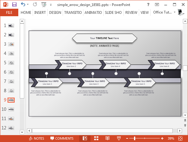 Arrow timeline slide design