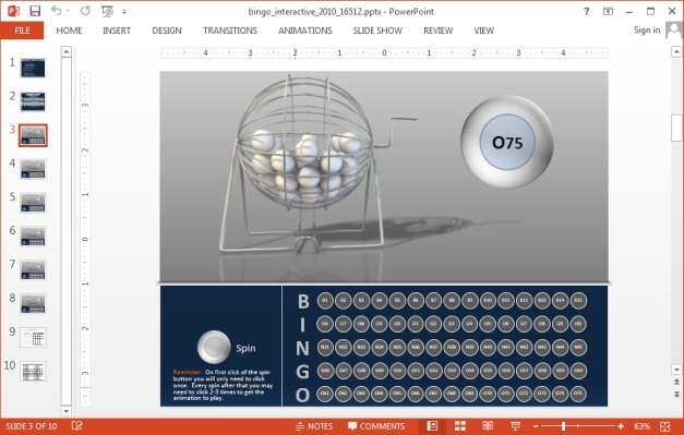 Bingo ball slide